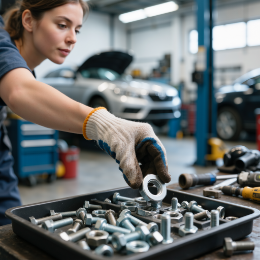 中年汽车维修技师，约40岁，穿着工作服，手持扳手，面带微笑，经验丰富